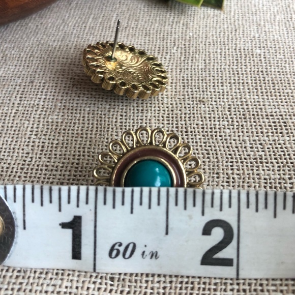 Vintage 1928 Brand Teal Medallion Style Earrings - Picture 9 of 9